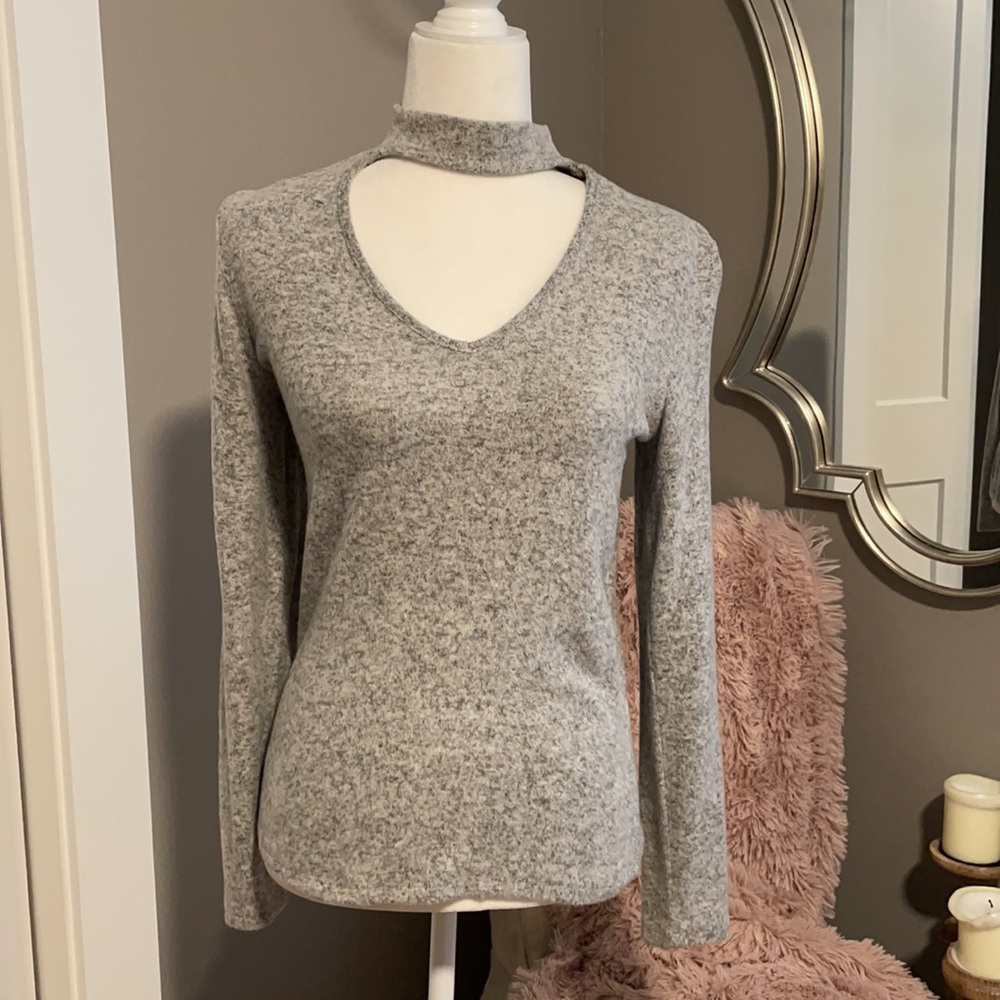 Super soft (Cashmere feel) gray choker sweater
